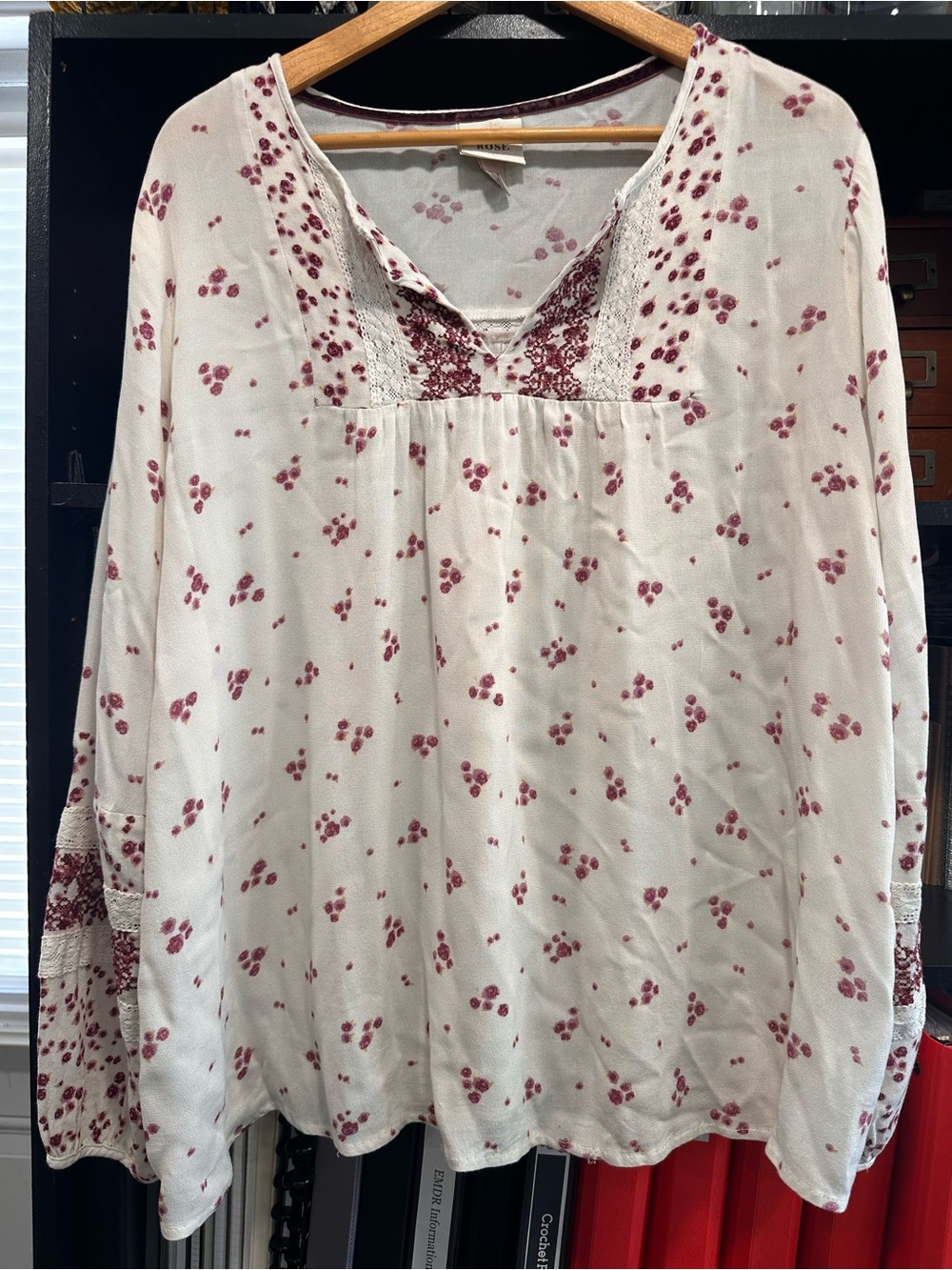 Knox Rose Cream Blouse with Dusty Rose Floral Print